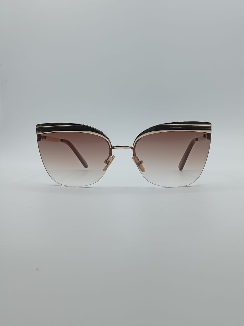 Cat Eye Golden Frame Women's Sunglasses-015