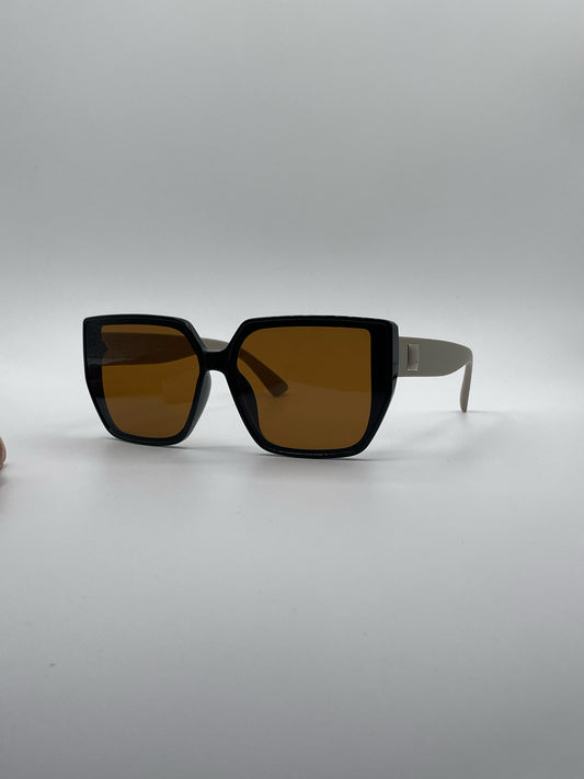 Geometric Brown Frame Women's Sunglasses-188