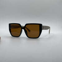 Geometric Brown Frame Women's Sunglasses-188