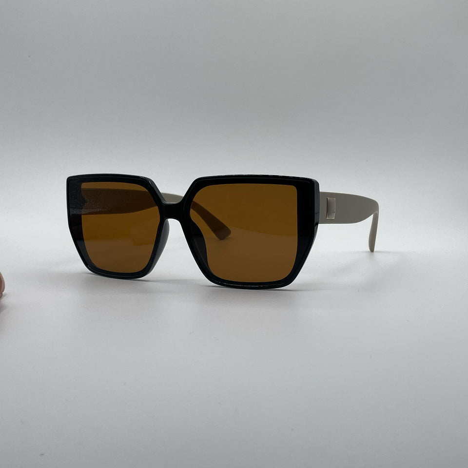 Geometric Brown Frame Women's Sunglasses-188