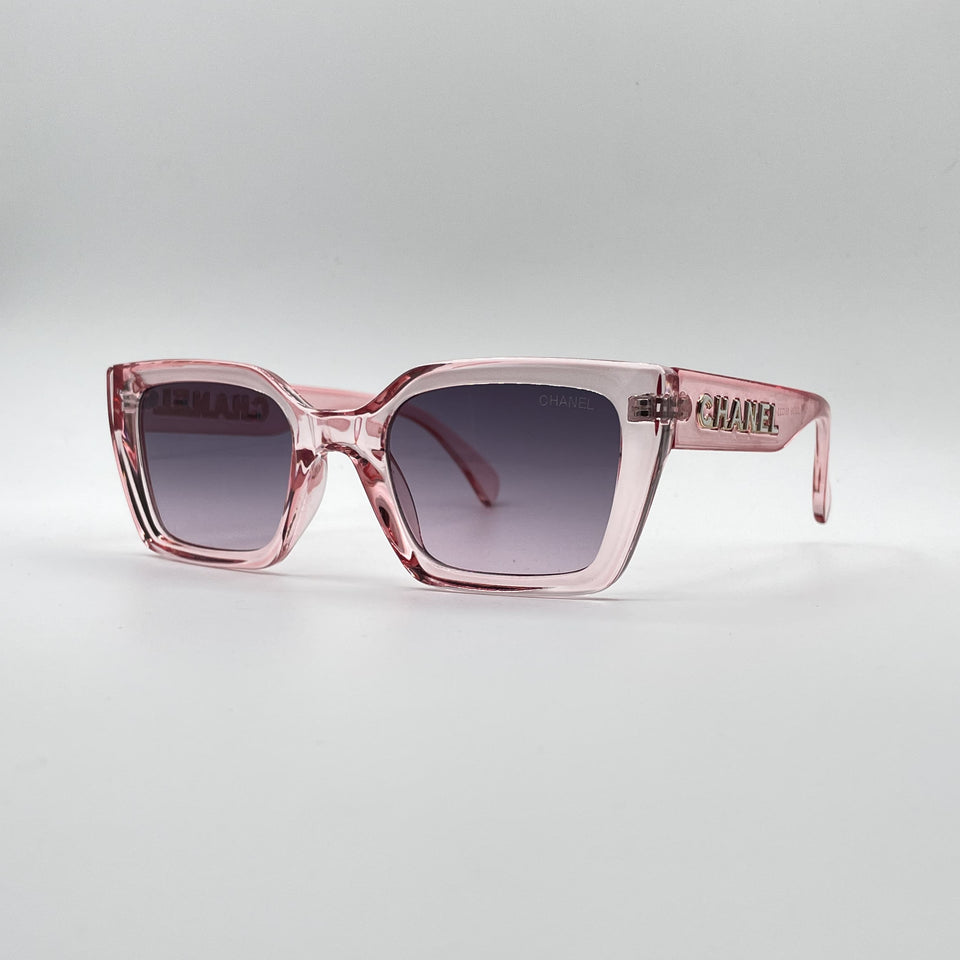 Acetate Translucent Pink Frame Women's Sunglasses-095