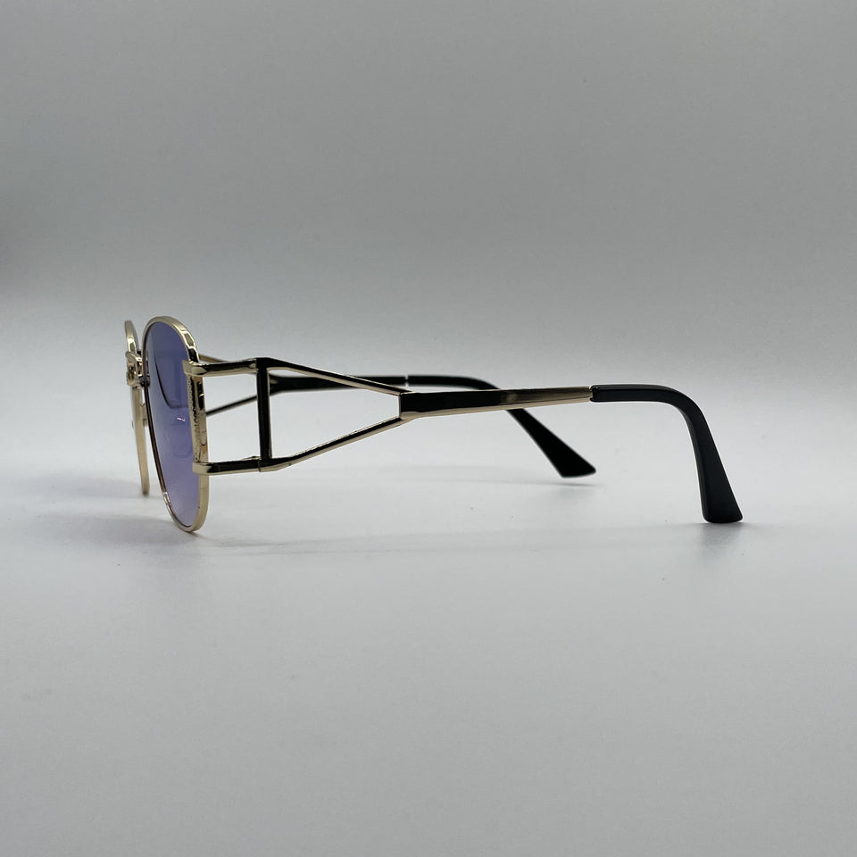 Geometrical Thin Golden Frame Women's Sunglasses-099