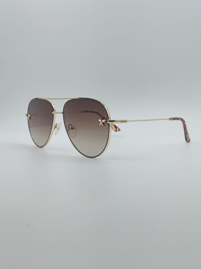 Aviator Golden Frame Unisex Sunglasses-012