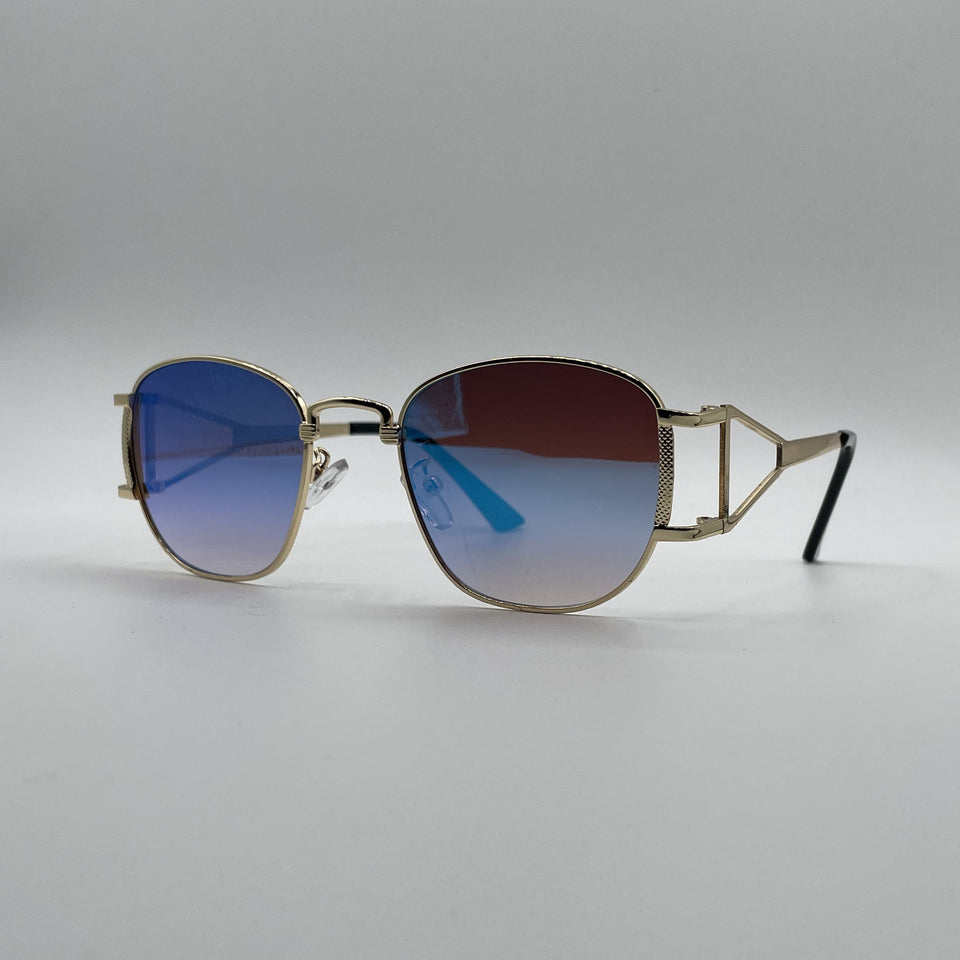 Geometrical Thin Golden Frame Women's Sunglasses-099