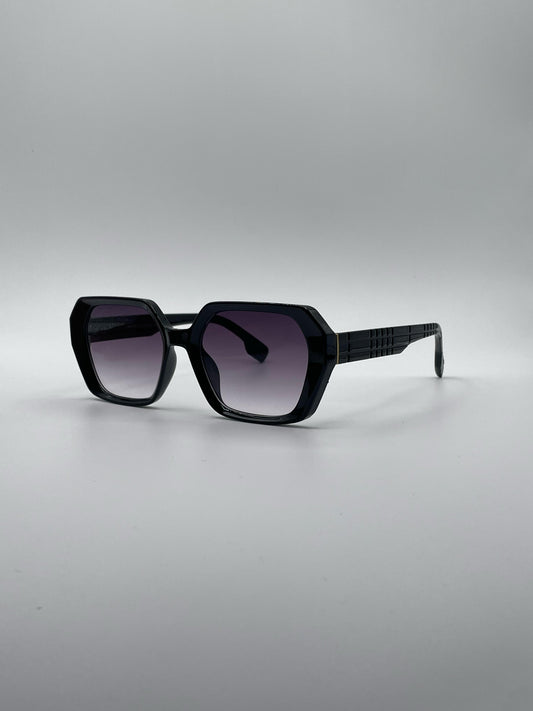 Geometric Black Frame Women's Sunglasses-174