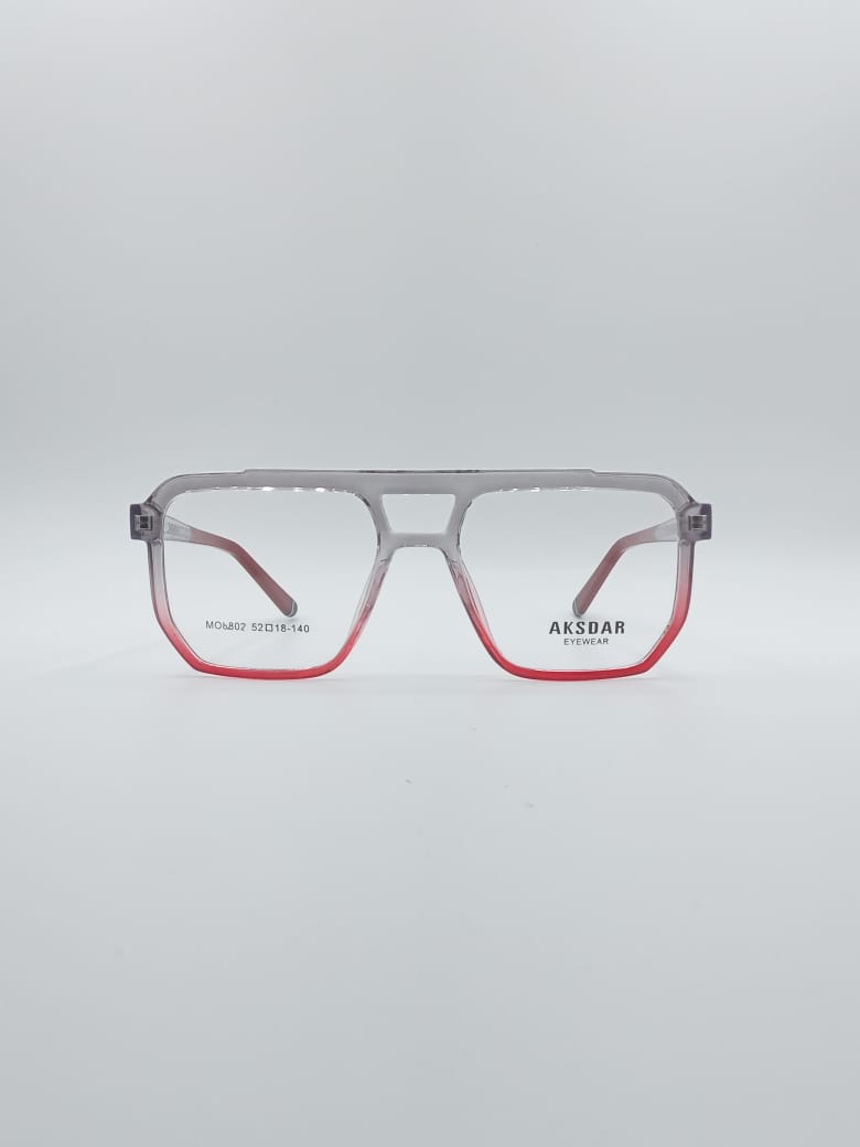 Geometrical Grey & Red Frame Men's Optics-113