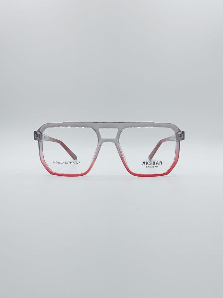 Geometrical Grey & Red Frame Men's Optics-113