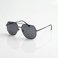 Geometrical Aviator Thin Black Polarized Sunglasses-201