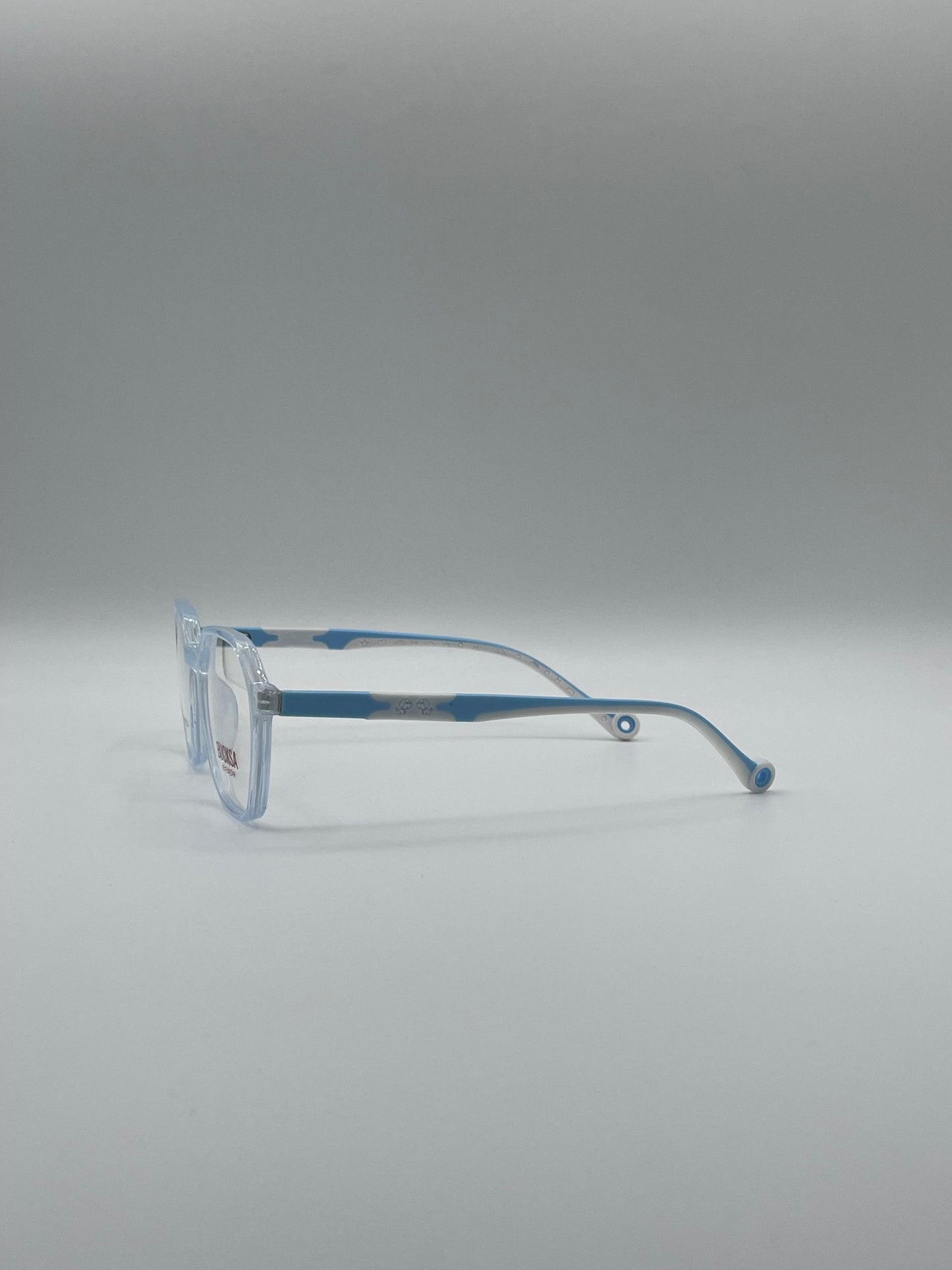 Soft Square Translucent Blue Frame Kids Optics-303