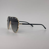 Gold Frame Shield Sunglasses Black Lenses-246