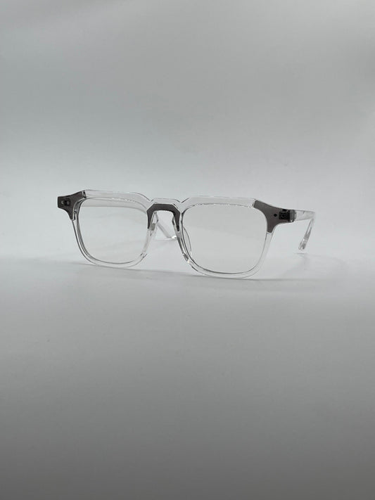 Acetate Translucent White Frame Men's Optics-284
