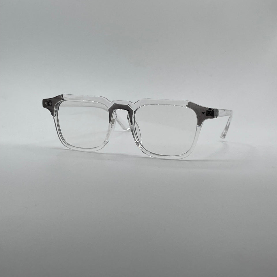 Acetate Translucent White Frame Men's Optics-284