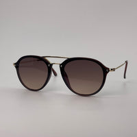 Double bridge sunglass brown body with golden sides-257