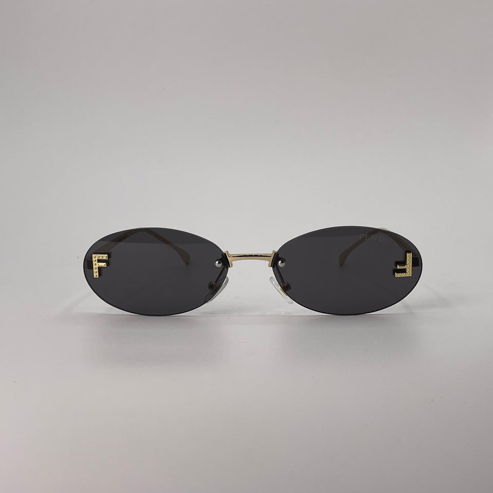 Rimless Golden Frame Sunglasses -250