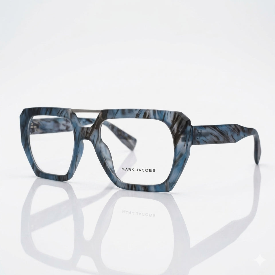 Blue marble square double bridge optics-459