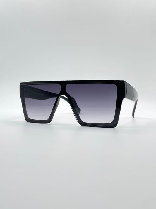 Flat Top Black Frame Men's Sunglasses-112