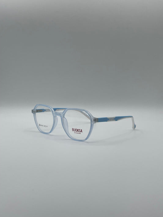 Soft Square Translucent Blue Frame Kids Optics-303