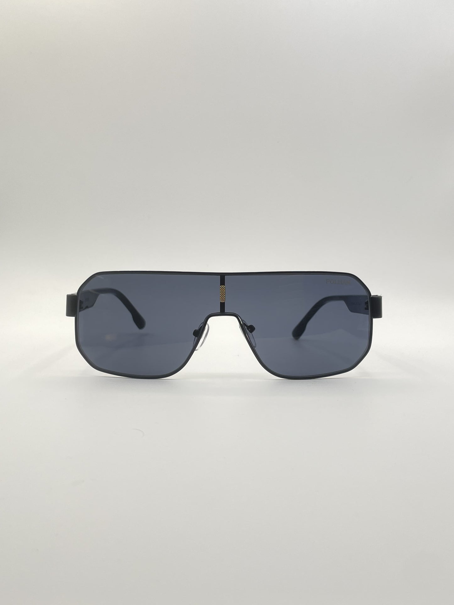 Shield Black Thin Frame Men's Sunglasses-101