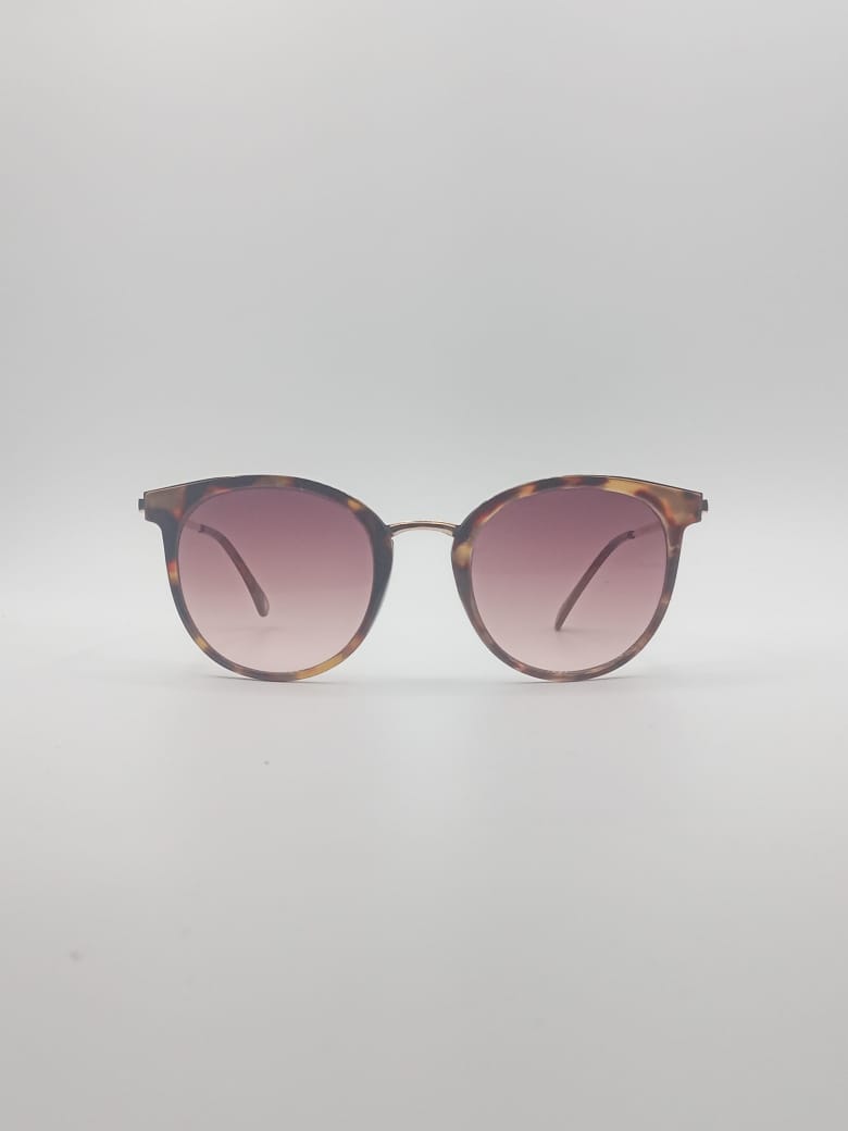 Round plastic Tortoise Frame Women's Sunglasses-002
