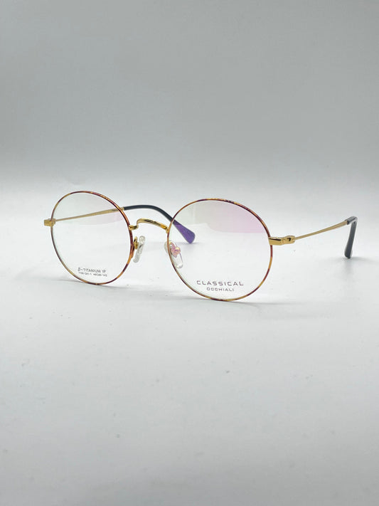 Circular Golden Frame Optics-346