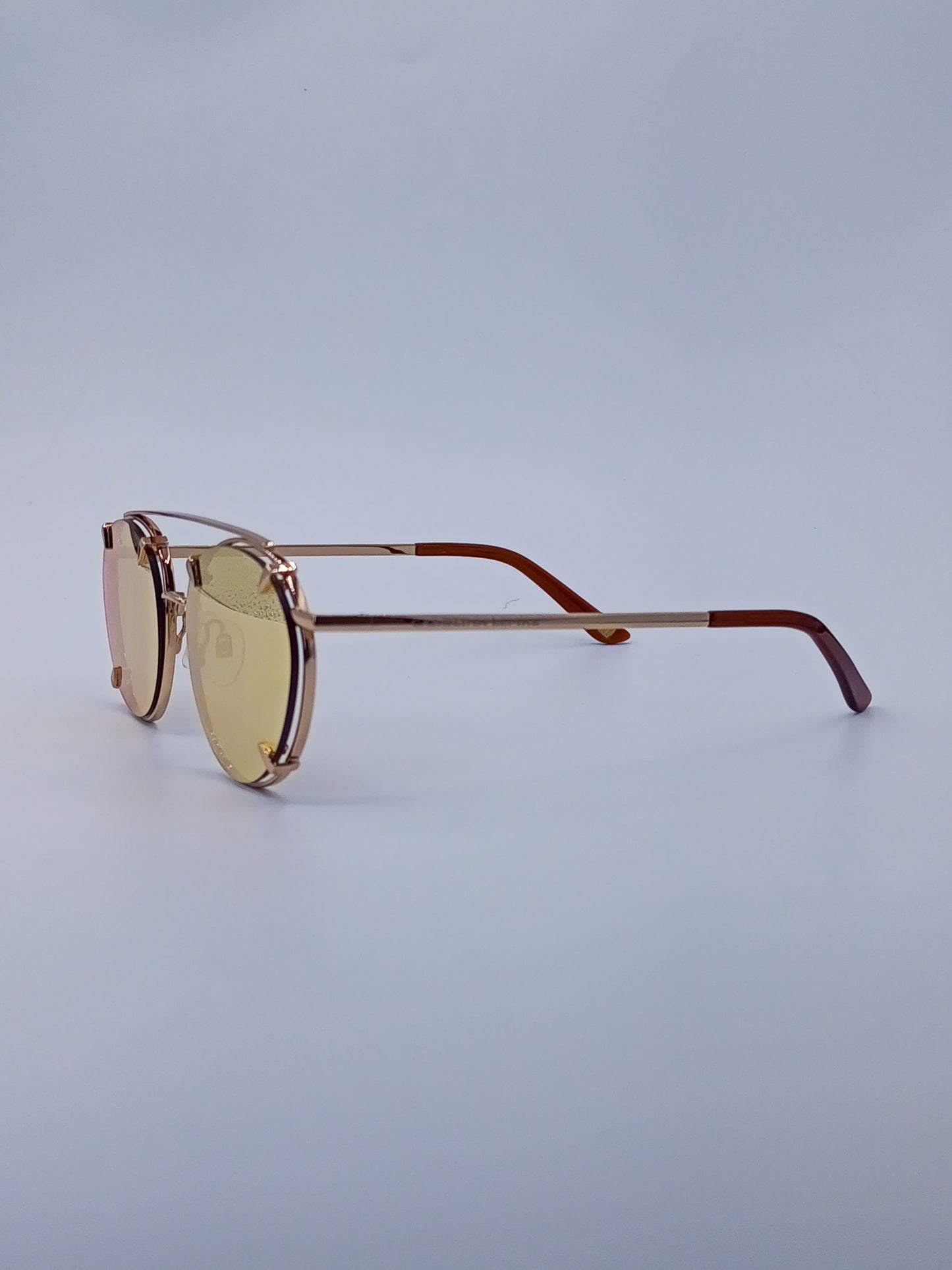 Golden Green Pink Gradient Round Sunglasses-223