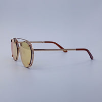 Golden Green Pink Gradient Round Sunglasses-223