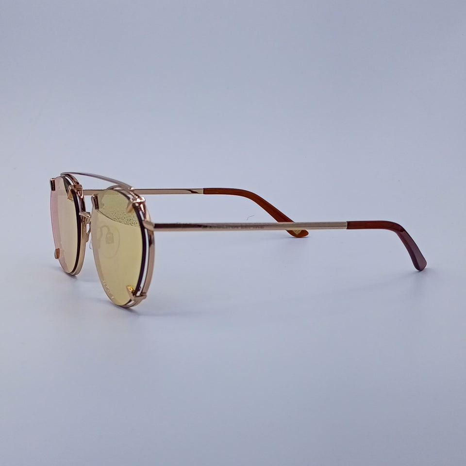 Golden Green Pink Gradient Round Sunglasses-223