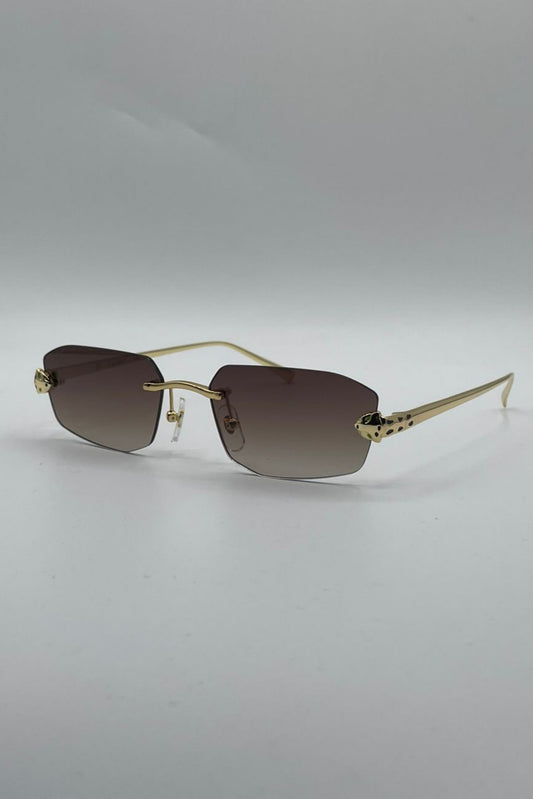 Rimless Golden Frame Sunglasses-129