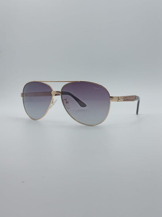 Aviator Thin Golden Frame Unisex Sunglasses-006