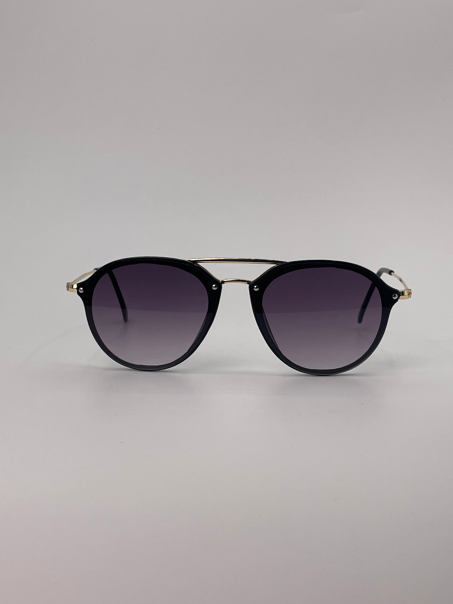 Double bridge sunglass black body with golden sides-258