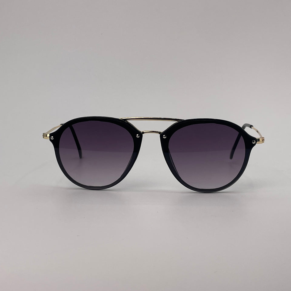 Double bridge sunglass black body with golden sides-258