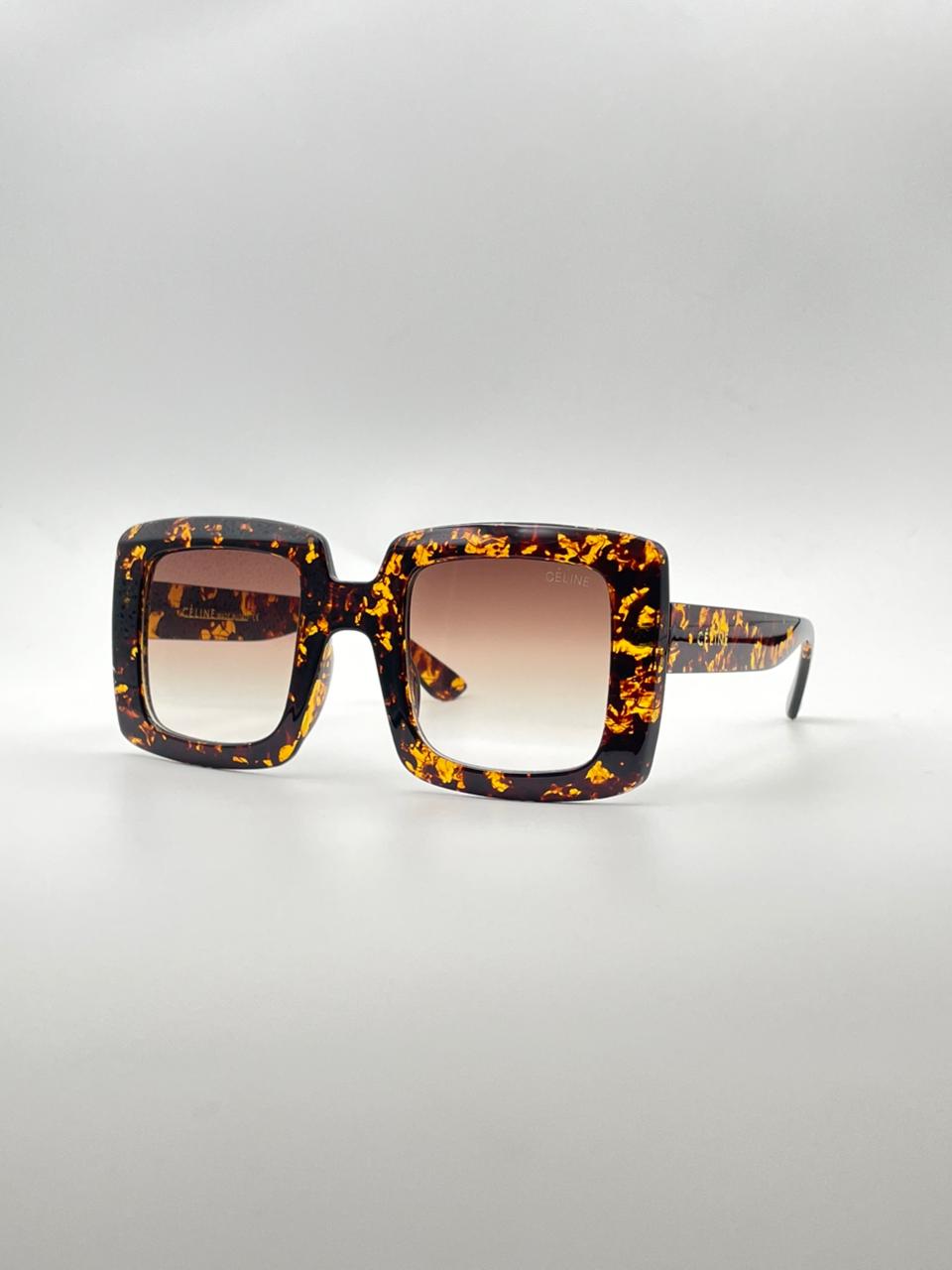 Acetate Brown and Yellow Frame Women Sunglasses-118