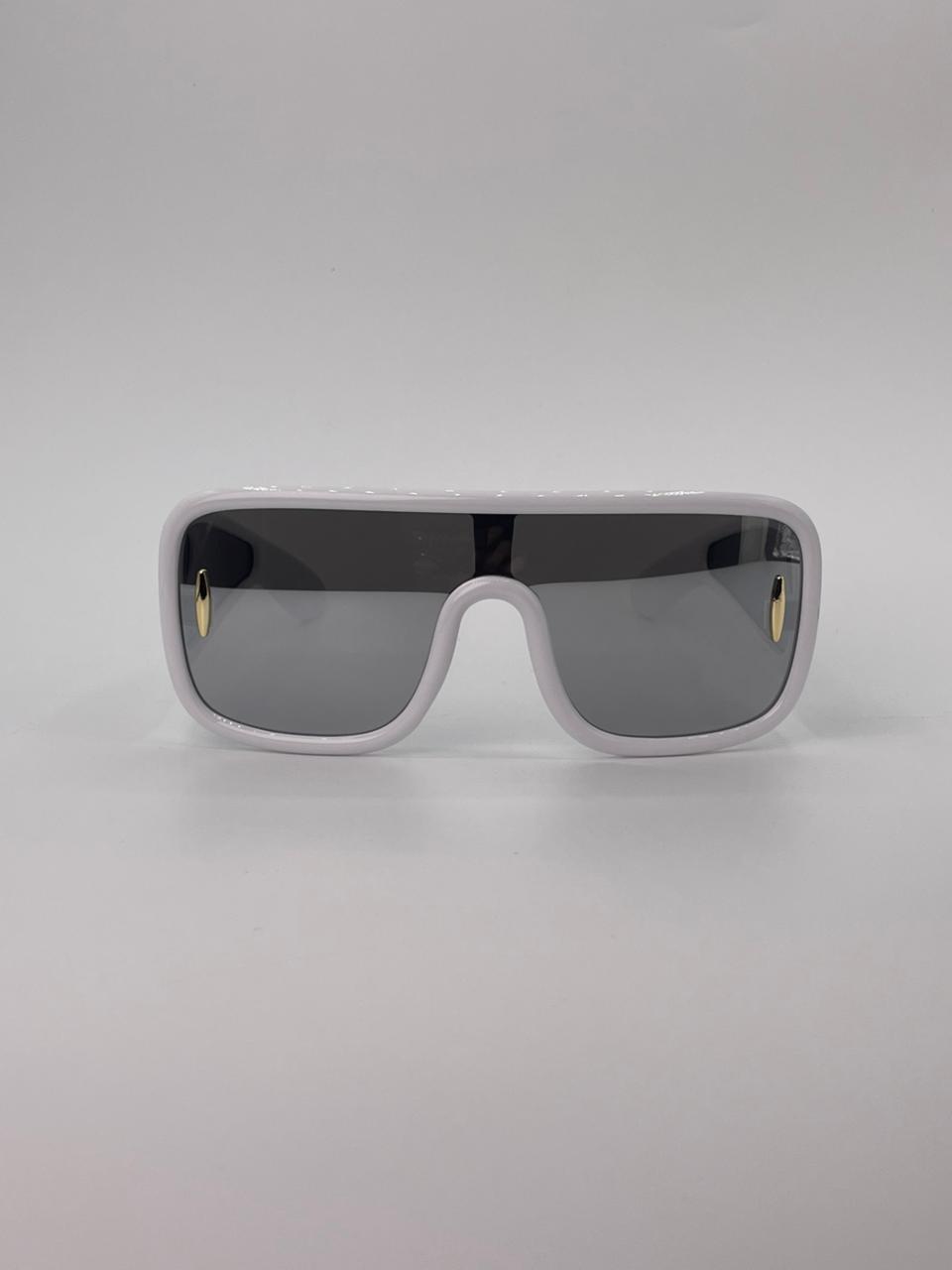 Grey Frame Shield Sunglasses Black Lenses-244