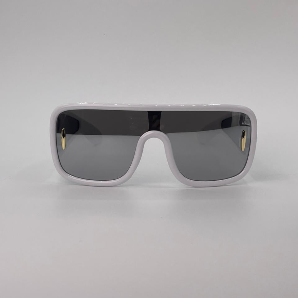 Grey Frame Shield Sunglasses Black Lenses-244