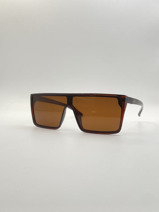 Flat Top Brown Frame Men's Sunglasses-103