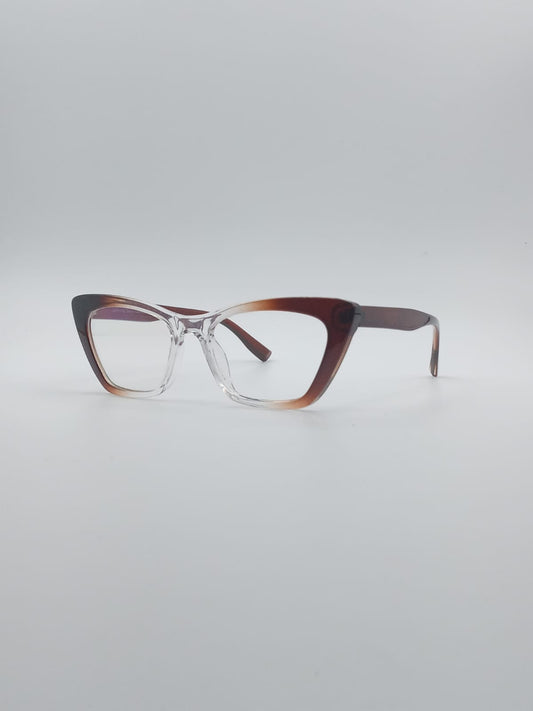 Cat Eye Brown & White Frame Optics-005