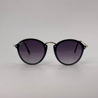 Black round sunglass with gold metal bridge-261