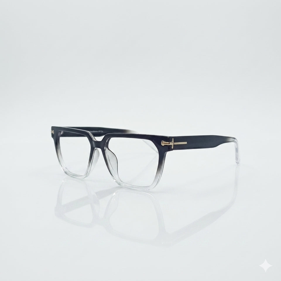 Black to Clear Gradient Square Frame Eyewear Optics-435