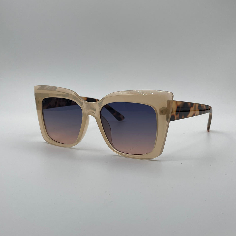 Square Light Beige Frame Women's Sunglasses-148