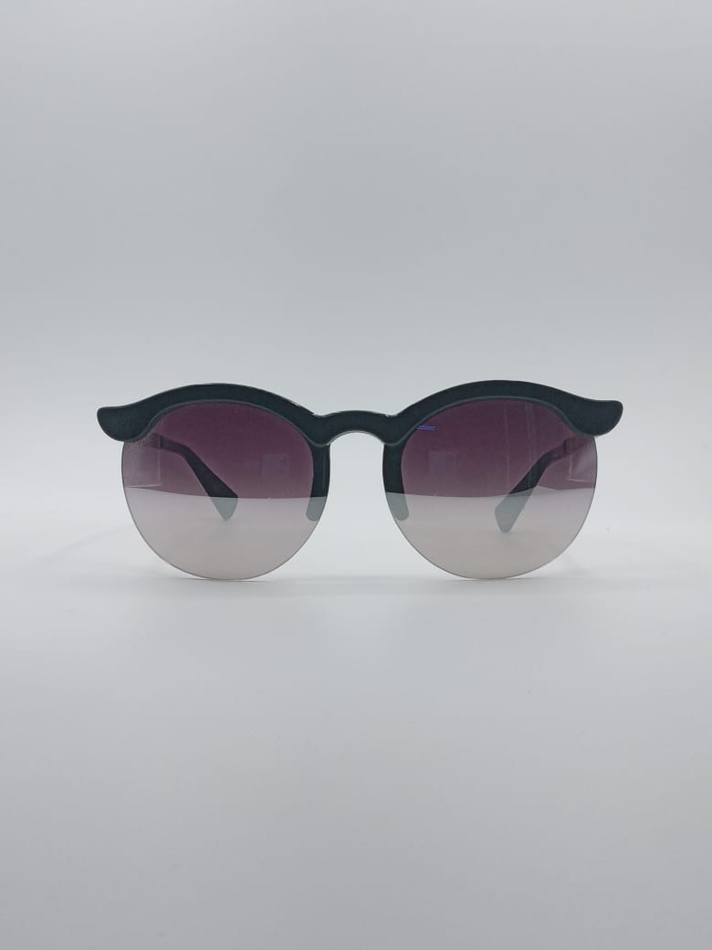 Semi-Rimless Black Frame Women's Sunglasses-072