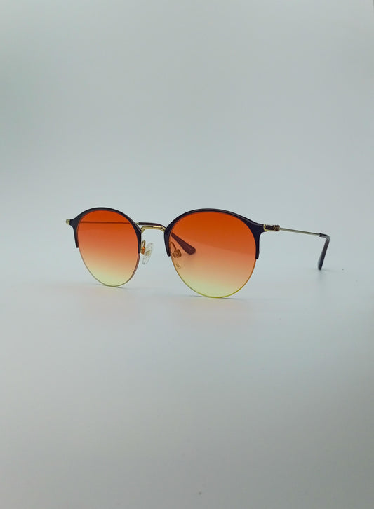 Vibrant Sunset Gradient Round Sunglasses-221