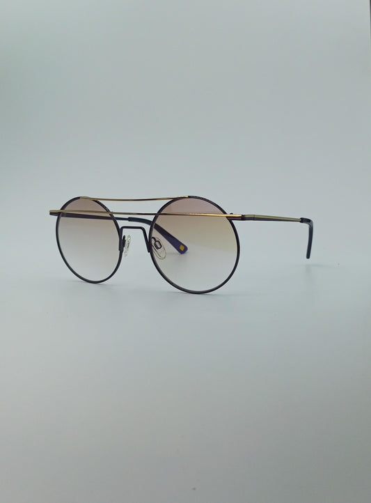 Sleek Metallic Twilight Gradient Round Sunglasses-220