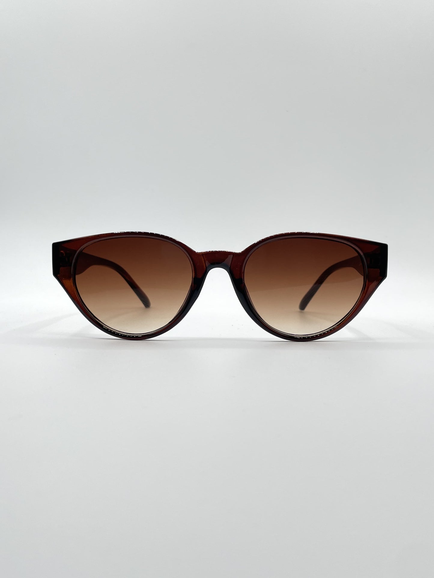Circular Brown Frame Women's Sunglasses-088