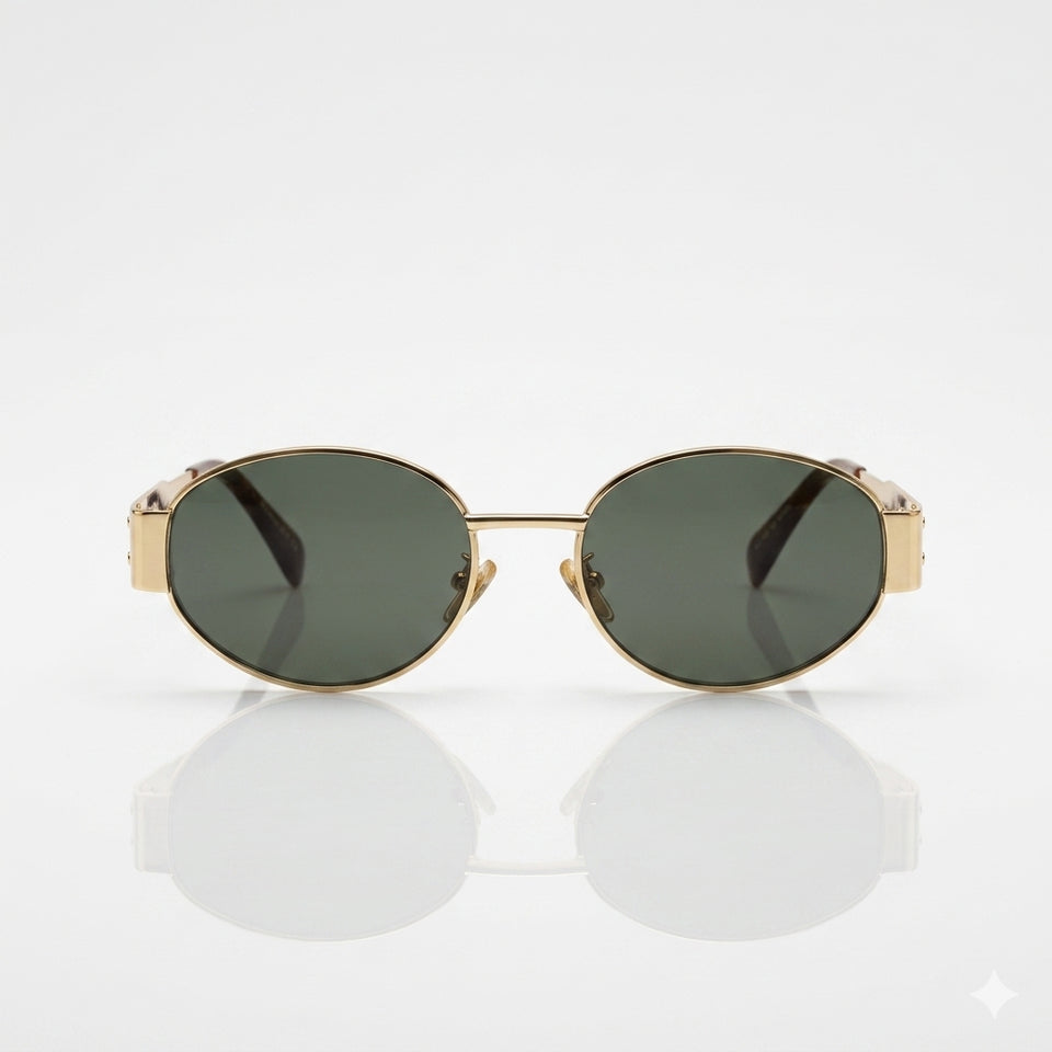 Circular Golden Frame Women's Sunglasses-126