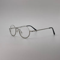 Silver half rimless round optics-444