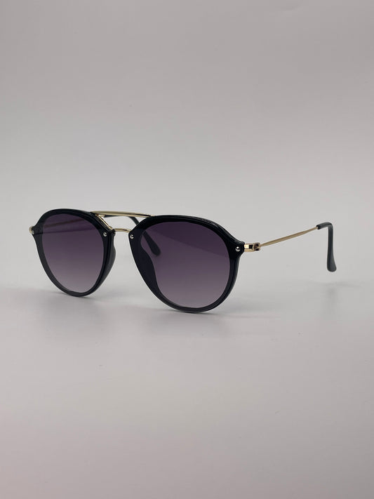 Double bridge sunglass black body with golden sides-258