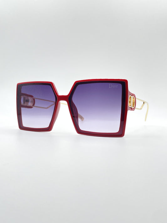 Acetate Red Frame Women's Sunglasses-085
