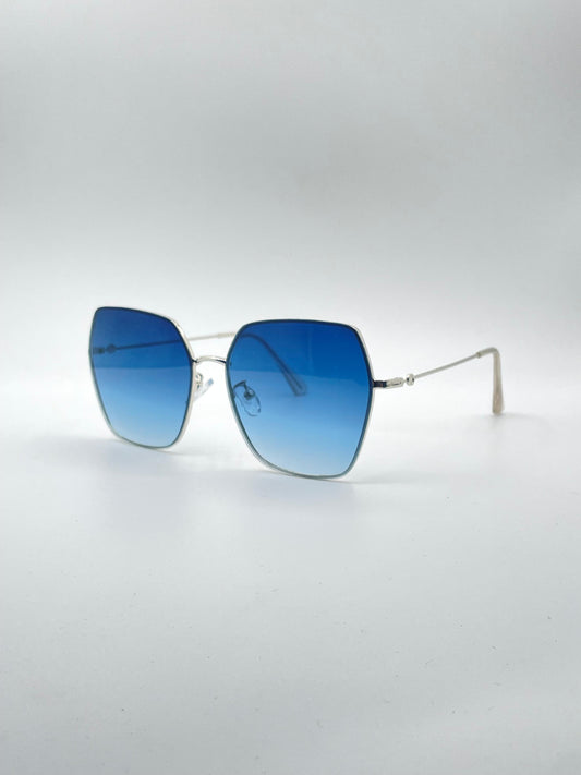 Geometrical Thin Black Frame Women's Sunglasses-155