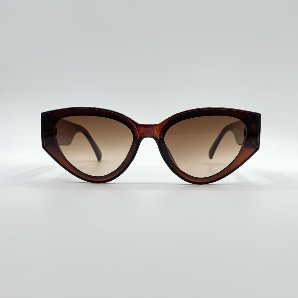 Circular Brown Frame Women's Sunglasses-089