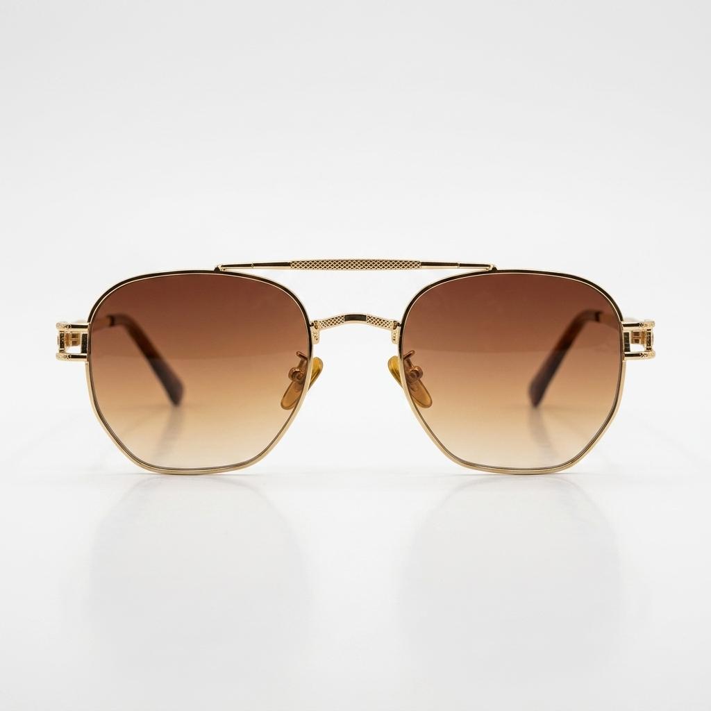 Circular Golden Frame Sunglasses-135